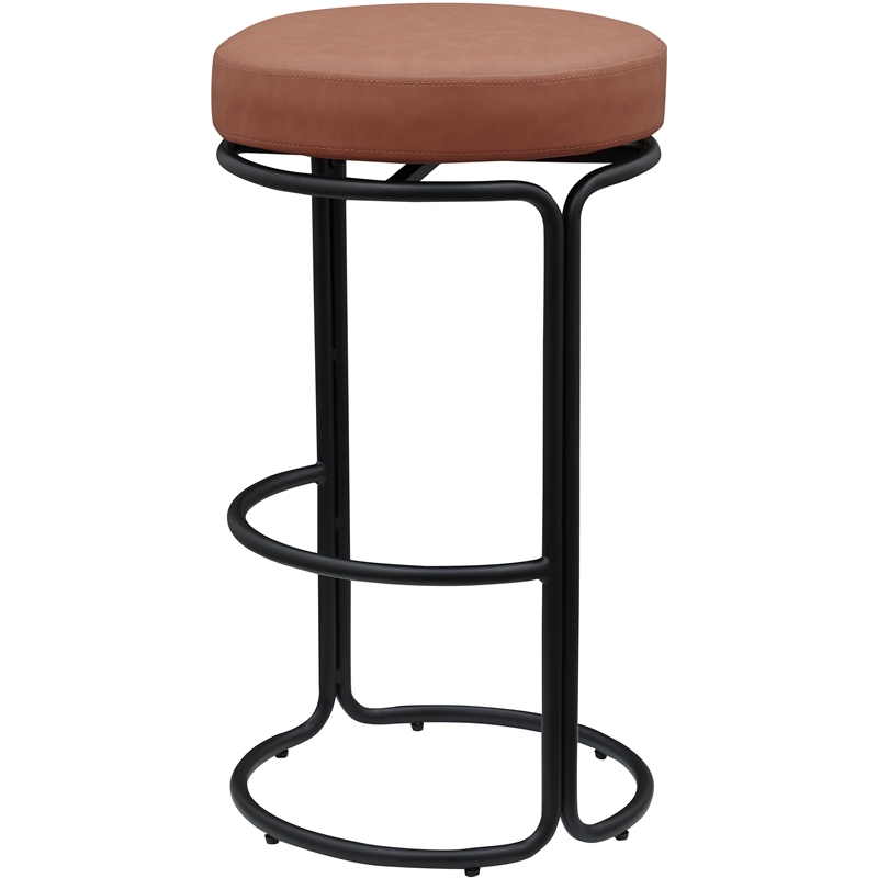 Meridian Furniture Madison Cognac Vegan Leather Bar Stool (Set of 2)