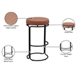 Meridian Furniture Madison Cognac Vegan Leather Bar Stool (Set of 2)