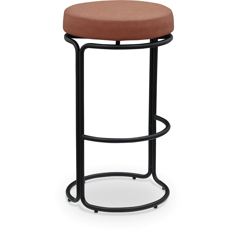 Meridian Furniture Madison Cognac Vegan Leather Bar Stool (Set of 2)