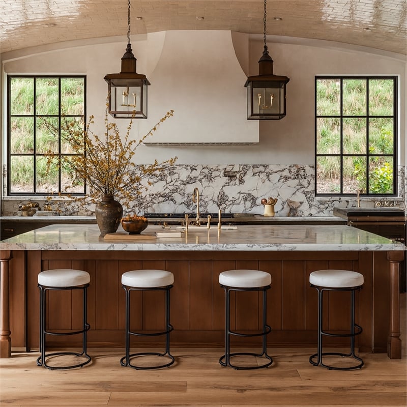 Meridian Furniture Madison Cream Vegan Leather Bar Stool (Set of 2)