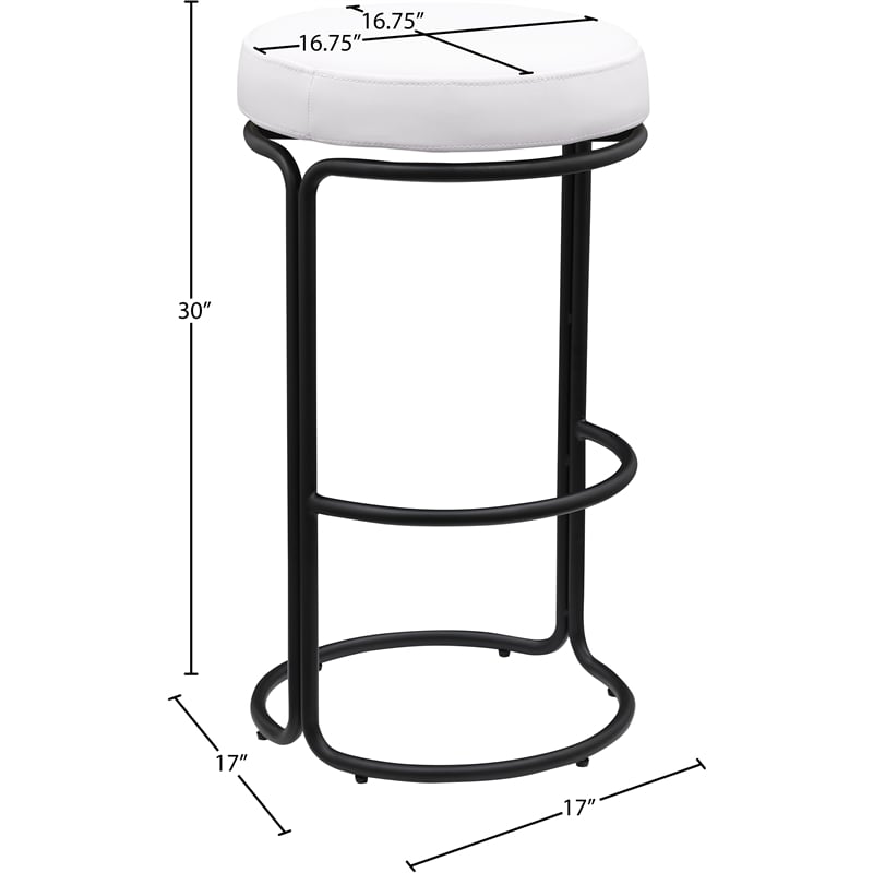 Meridian Furniture Madison Cream Vegan Leather Bar Stool (Set of 2)