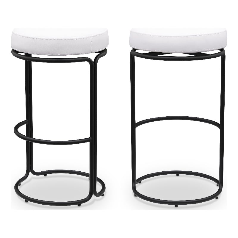 Meridian Furniture Madison Cream Vegan Leather Bar Stool (Set of 2)