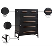 Meridian Furniture Kaya Black Chest with Vegan Leather Upholstered Handles