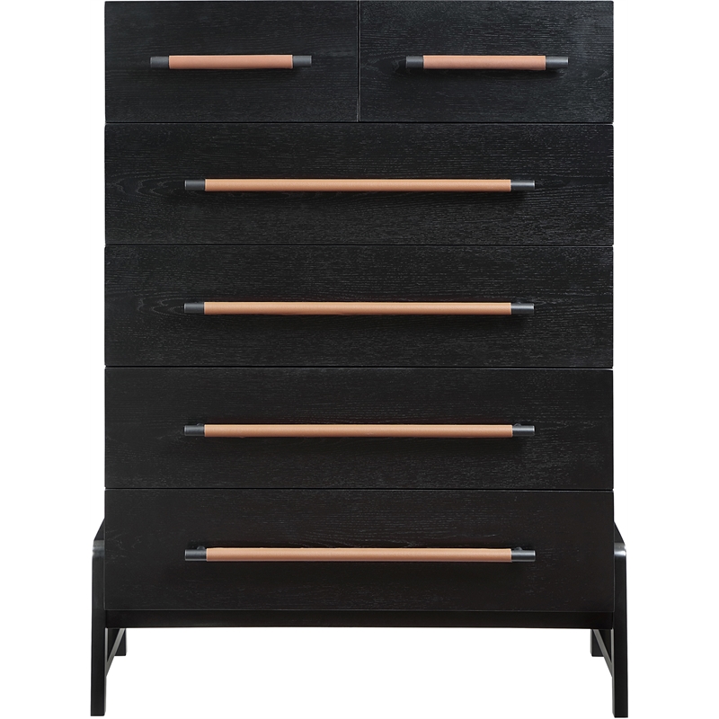 Meridian Furniture Kaya Black Chest with Vegan Leather Upholstered Handles