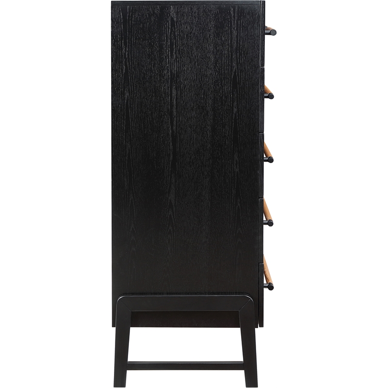 Meridian Furniture Kaya Black Chest with Vegan Leather Upholstered Handles
