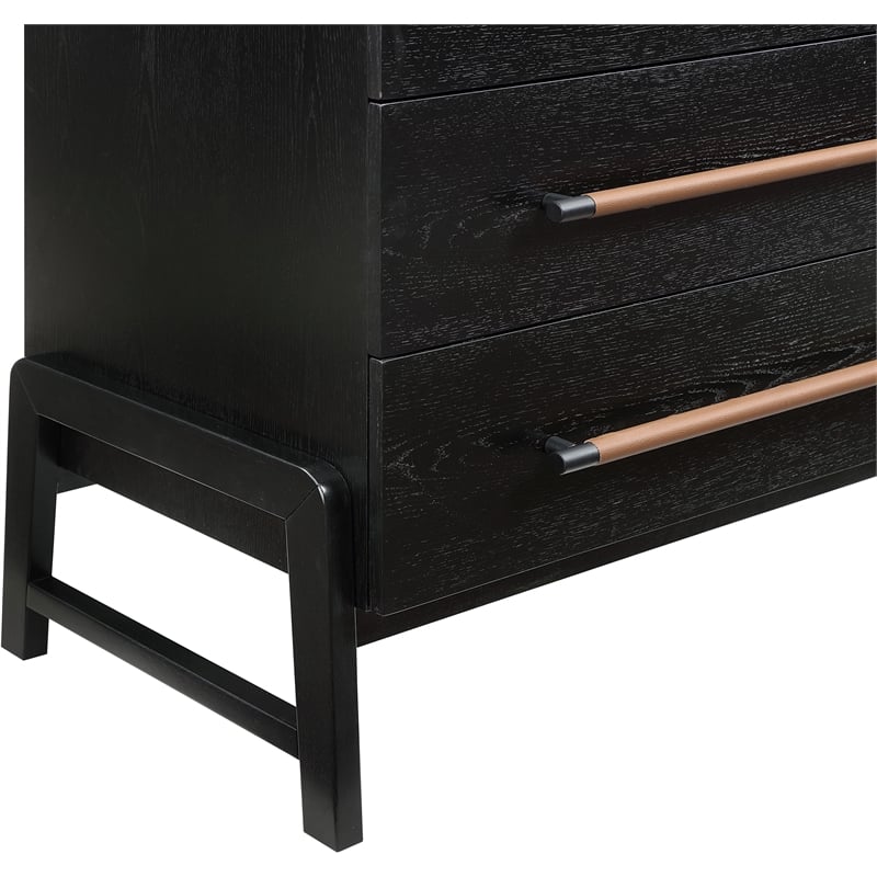 Meridian Furniture Kaya Black Chest with Vegan Leather Upholstered Handles