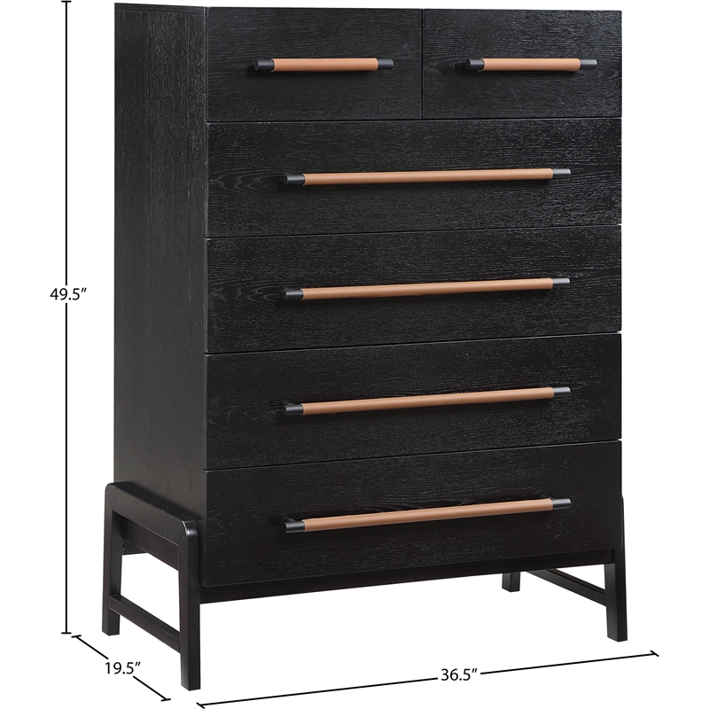 Meridian Furniture Kaya Black Chest with Vegan Leather Upholstered Handles