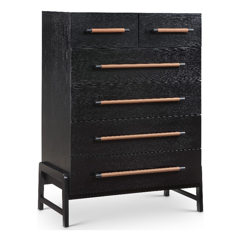 Meridian Furniture Kaya Black Chest with Vegan Leather Upholstered Handles