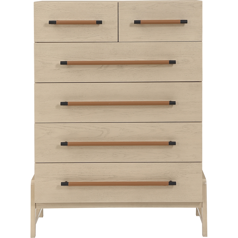 Meridian Furniture Kaya Natural Chest with vegan Leather Upholstered Handles