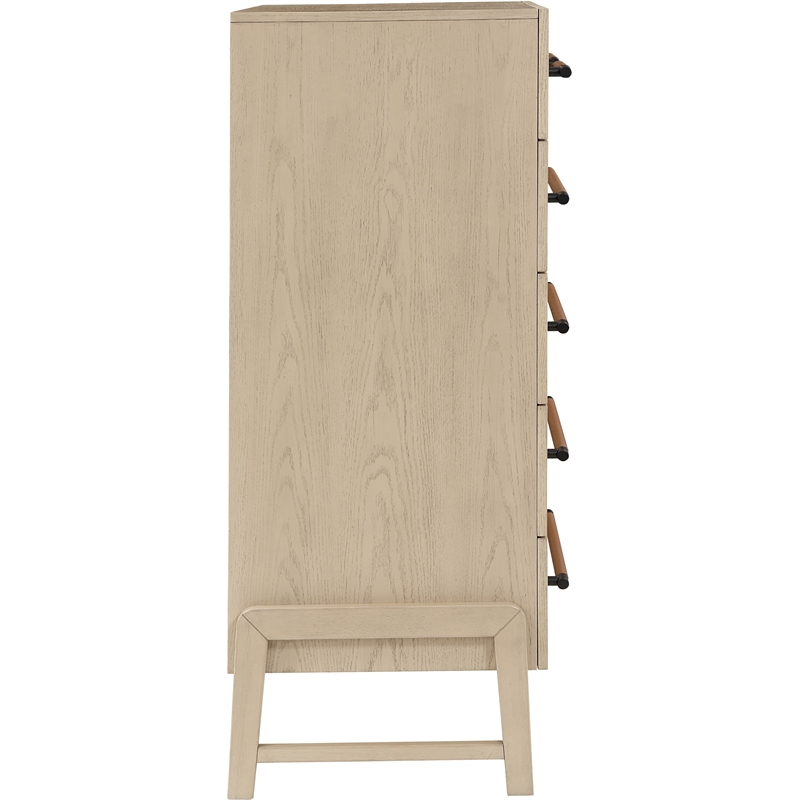 Meridian Furniture Kaya Natural Chest with vegan Leather Upholstered Handles