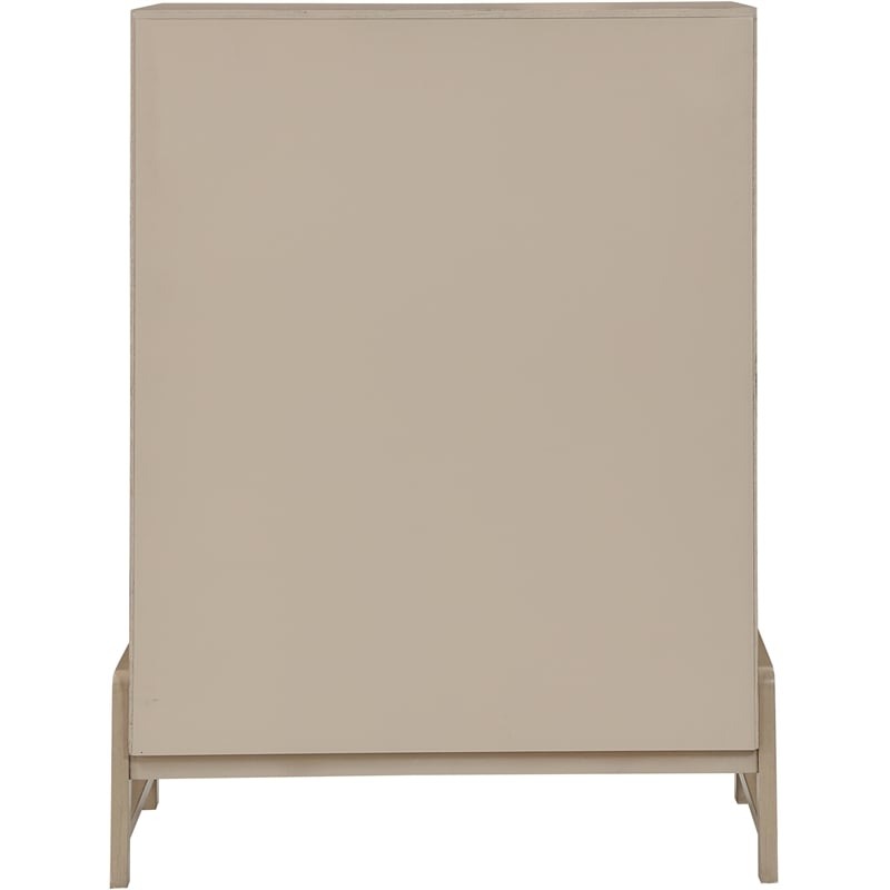 Meridian Furniture Kaya Natural Chest with vegan Leather Upholstered Handles