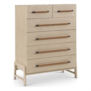 Meridian Furniture Kaya Natural Chest with vegan Leather Upholstered Handles
