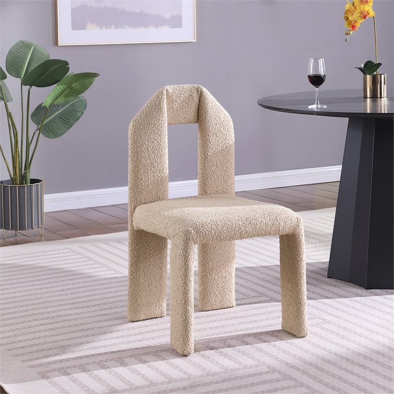 Meridian Furniture Bennett Beige Boucle Fabric Dining Chair (Set of 2)