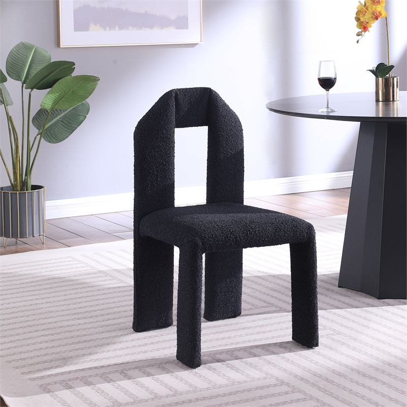 Meridian Furniture Bennett Black Boucle Fabric Dining Chair (Set of 2)