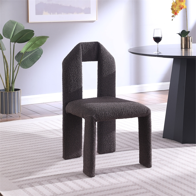 Meridian Furniture Bennett Brown Boucle Fabric Dining Chair (Set of 2)