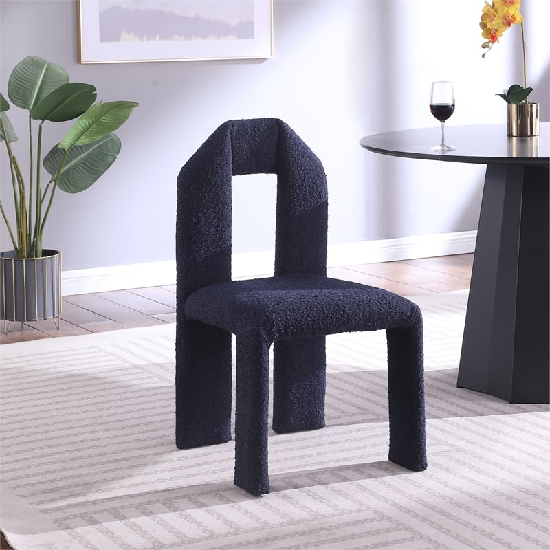 Meridian Furniture Bennett Navy Boucle Fabric Dining Chair (Set of 2)
