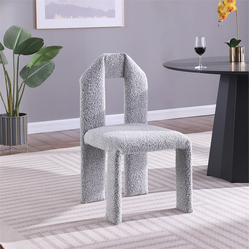 Meridian Furniture Bennett Grey Boucle Fabric Dining Chair (Set of 2)