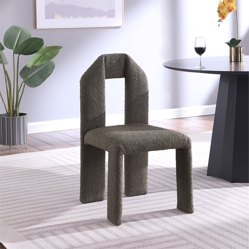 Meridian Furniture Bennett Olive Boucle Fabric Dining Chair (Set of 2)