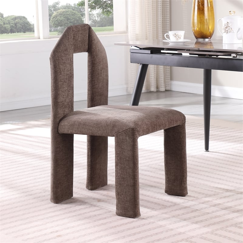 Meridian Furniture Bennett Brown Chenille Fabric Dining Chair (Set of 2)