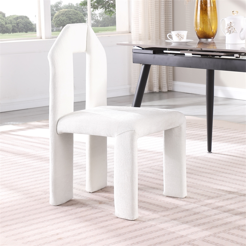 Meridian Furniture Bennett Cream Chenille Fabric Dining Chair (Set of 2)