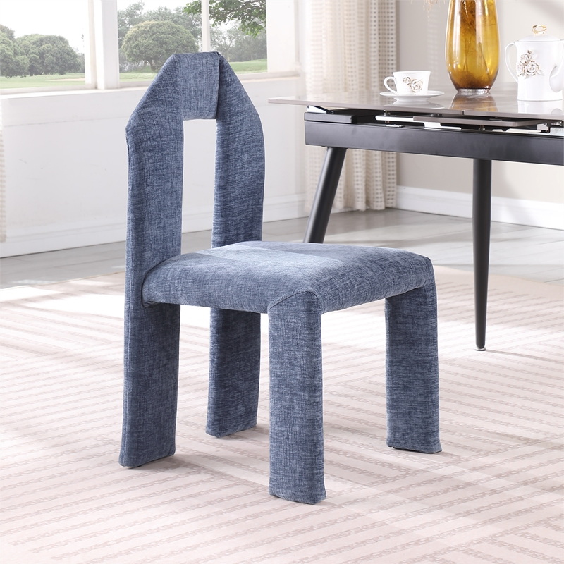 Meridian Furniture Bennett Light Blue Chenille Fabric Dining Chair (Set of 2)