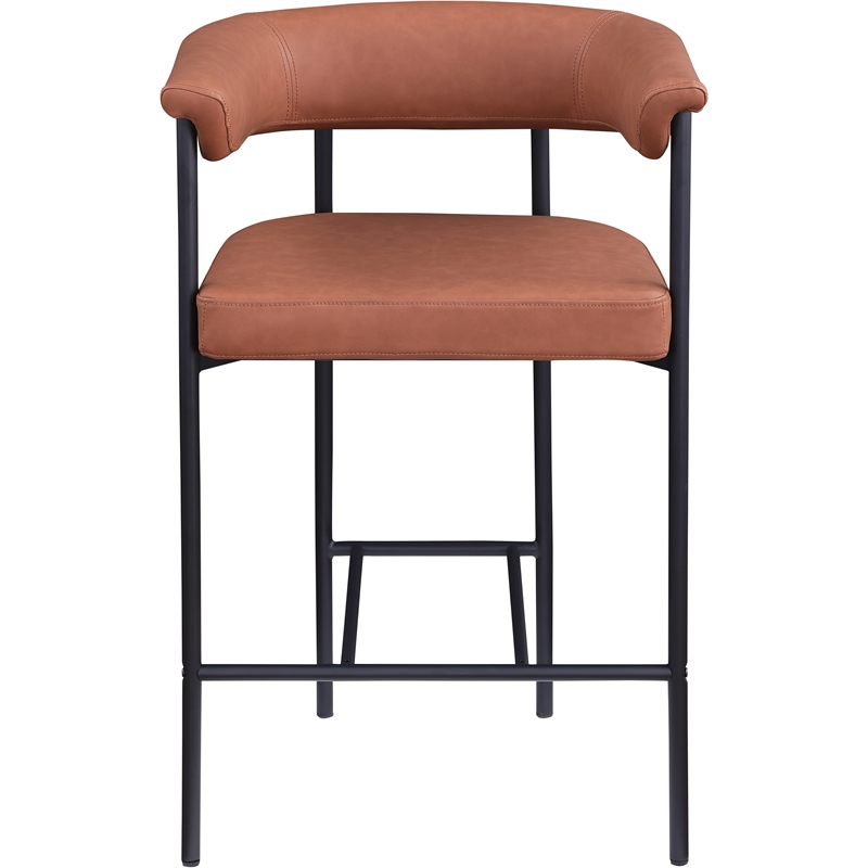 Meridian Furniture Malin Cognac Vegan Leather Counter Stool (Set of 2)