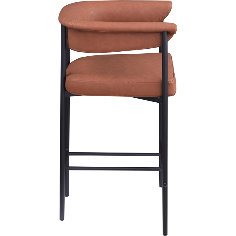 Meridian Furniture Malin Cognac Vegan Leather Counter Stool (Set of 2)
