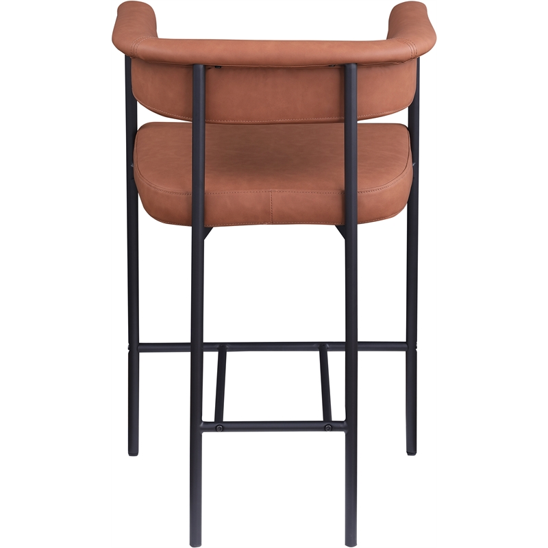 Meridian Furniture Malin Cognac Vegan Leather Counter Stool (Set of 2)