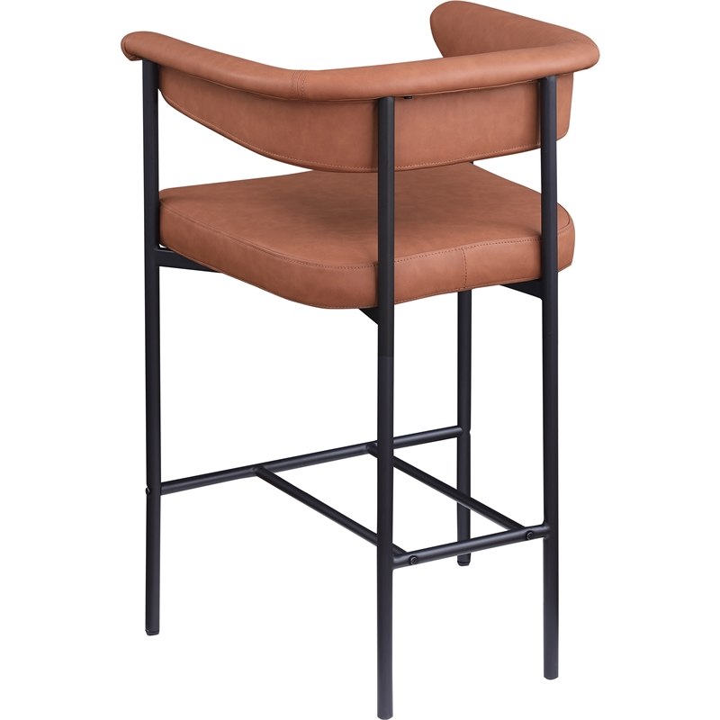 Meridian Furniture Malin Cognac Vegan Leather Counter Stool (Set of 2)