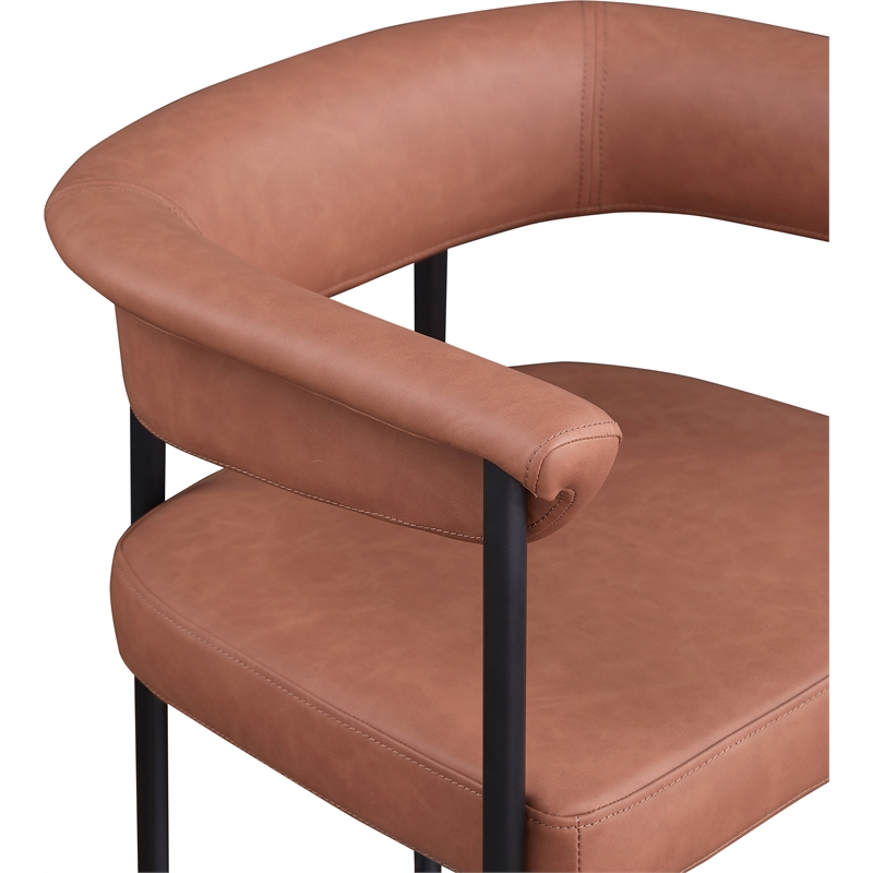 Meridian Furniture Malin Cognac Vegan Leather Counter Stool (Set of 2)