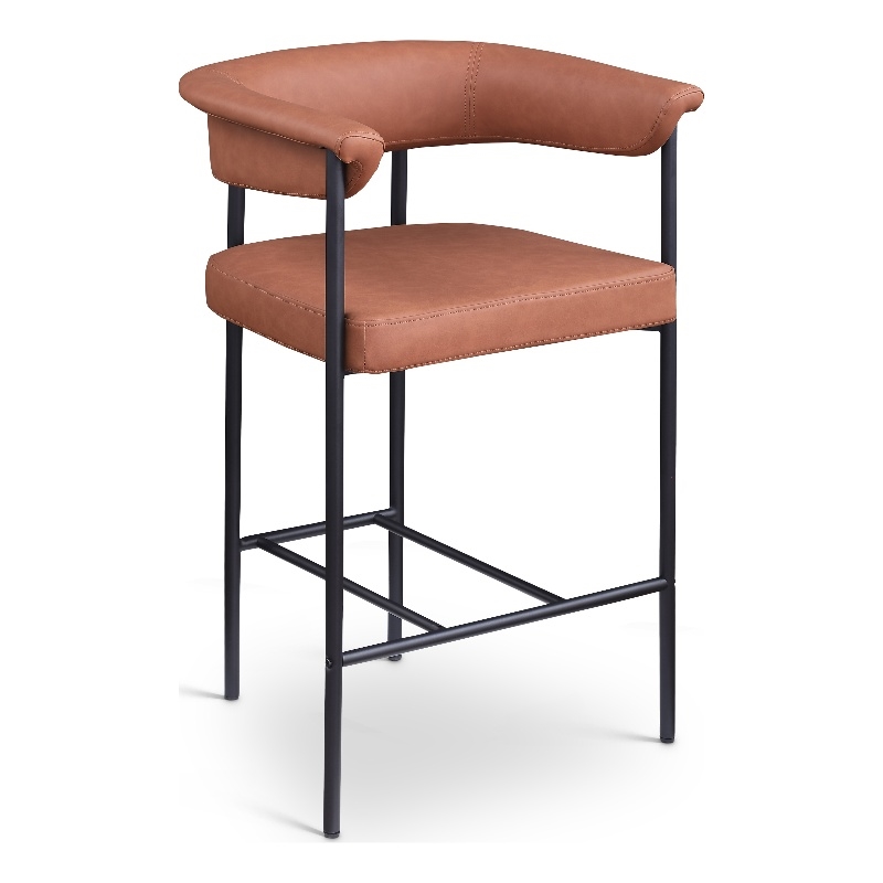 Meridian Furniture Malin Cognac Vegan Leather Counter Stool (Set of 2)