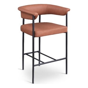 Meridian Furniture Malin Cognac Vegan Leather Counter Stool (Set of 2)