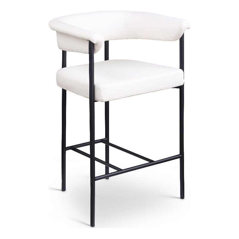 Meridian Furniture Malin Cream Vegan Leather Counter Stool (Set of 2)