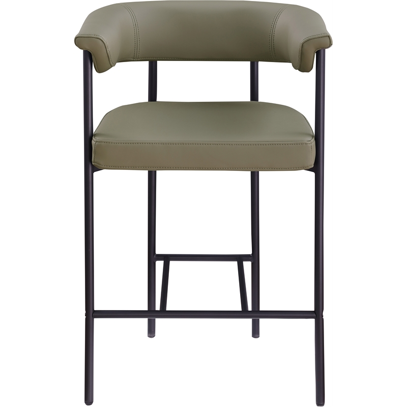 Meridian Furniture Malin Olive Vegan Leather Counter Stool (Set of 2)