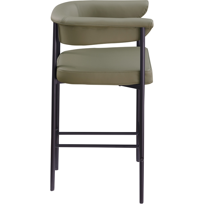 Meridian Furniture Malin Olive Vegan Leather Counter Stool (Set of 2)