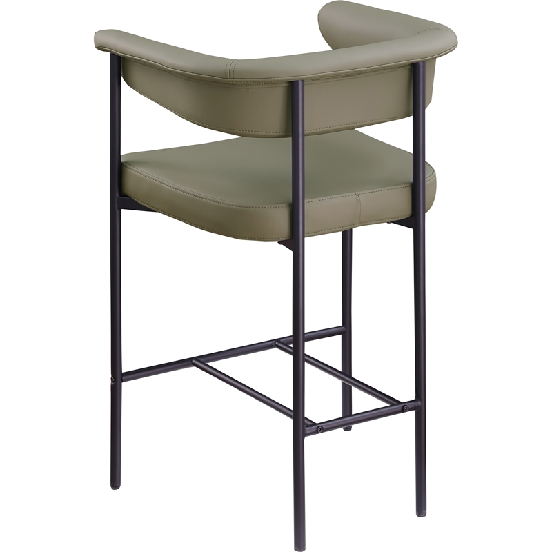 Meridian Furniture Malin Olive Vegan Leather Counter Stool (Set of 2)