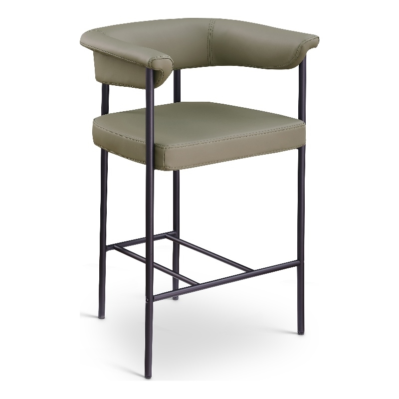 Meridian Furniture Malin Olive Vegan Leather Counter Stool (Set of 2)