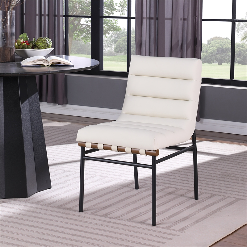 Meridian Furniture Burke Cream Vegan Leather Dining Chair (Set of 2)