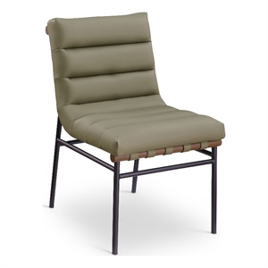 meridian furniture burke olive vegan leather dining chair (set of 2)