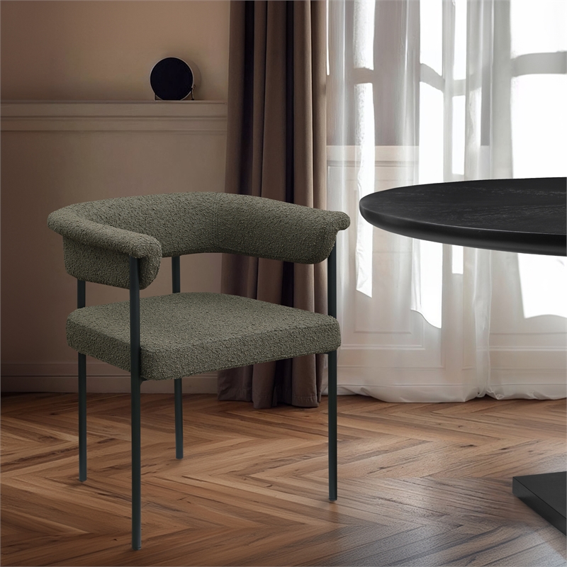 Meridian Furniture Malin Olive Boucle Fabric Dining Chair (Set of 2)