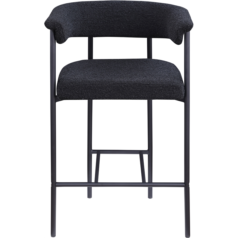 Meridian Furniture Malin Black Boucle Fabric Counter Stool (Set of 2)