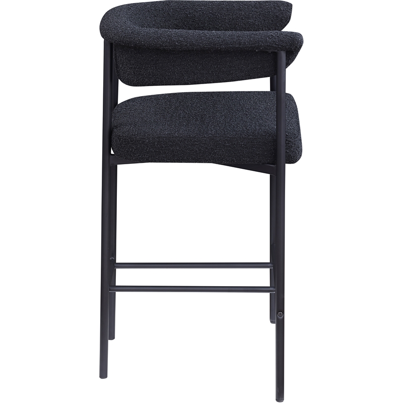 Meridian Furniture Malin Black Boucle Fabric Counter Stool (Set of 2)