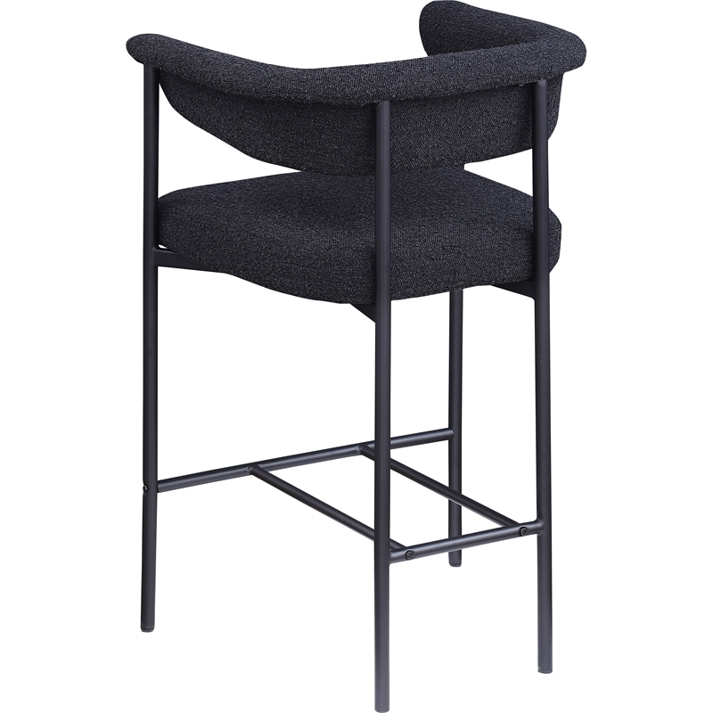 Meridian Furniture Malin Black Boucle Fabric Counter Stool (Set of 2)