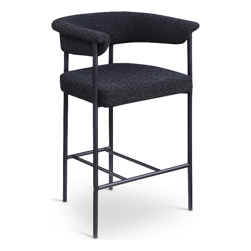 Meridian Furniture Malin Black Boucle Fabric Counter Stool (Set of 2)