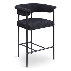 Meridian Furniture Malin Black Boucle Fabric Counter Stool (Set of 2)