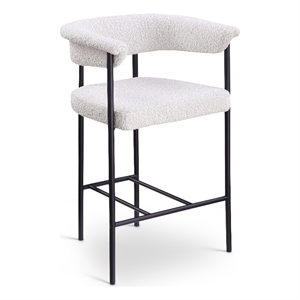 Meridian Furniture Malin Cream Boucle Fabric Counter Stool (Set of 2)