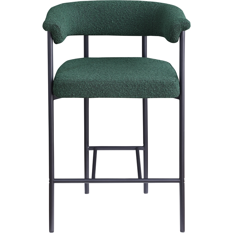 Meridian Furniture Malin Green Boucle Fabric Counter Stool (Set of 2)