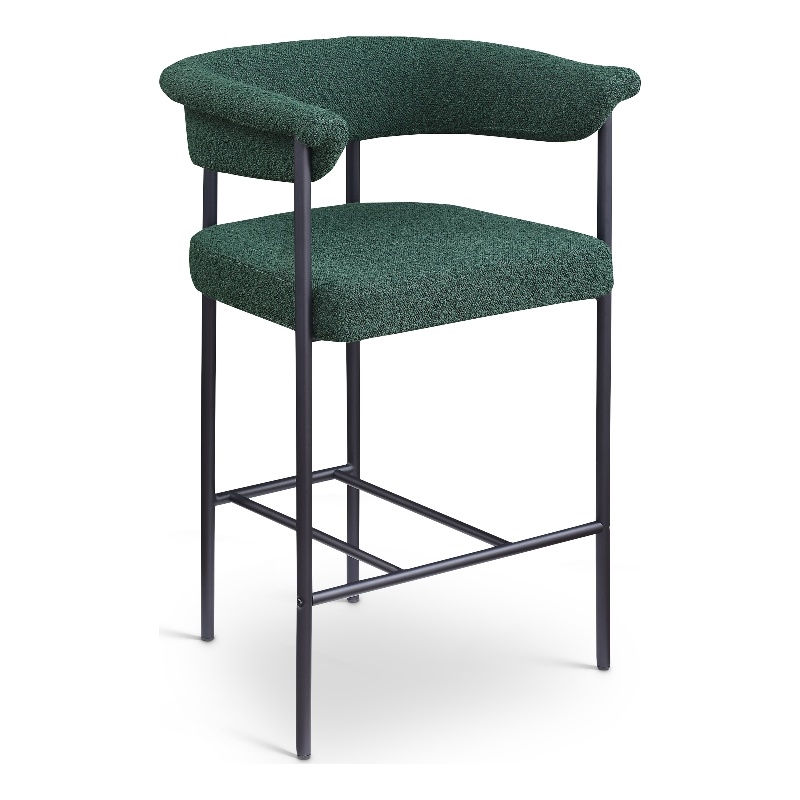 Meridian Furniture Malin Green Boucle Fabric Counter Stool (Set of 2)