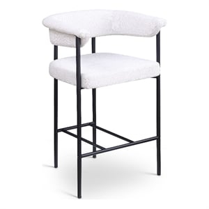 Meridian Furniture Malin Cream Linen Textured Fabric Counter Stool (Set of 2)