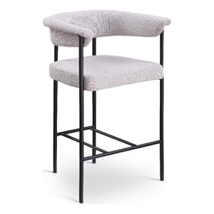 Meridian Furniture Malin Grey Linen Textured Fabric Counter Stool (Set of 2)